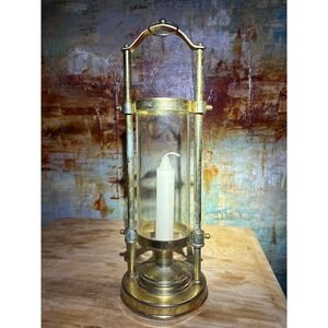 Teleflora Brass & Glass Brass Tone Hurricane Candle Lantern Hanging Decor